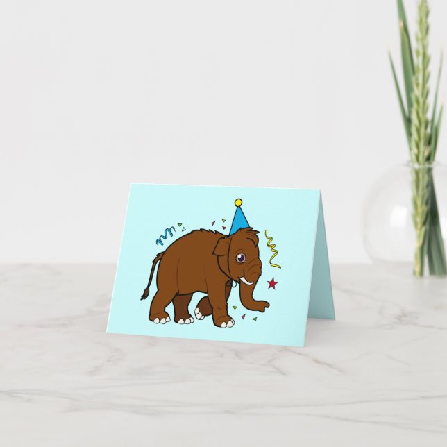 Tarjeta De Agradecimiento Gracias por el cumpleaños presente mamut Wooly (Anverso)