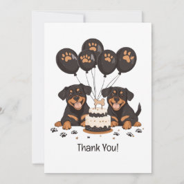 Tarjeta De Agradecimiento Gracias por el cumpleaños Rottweiler Dogs