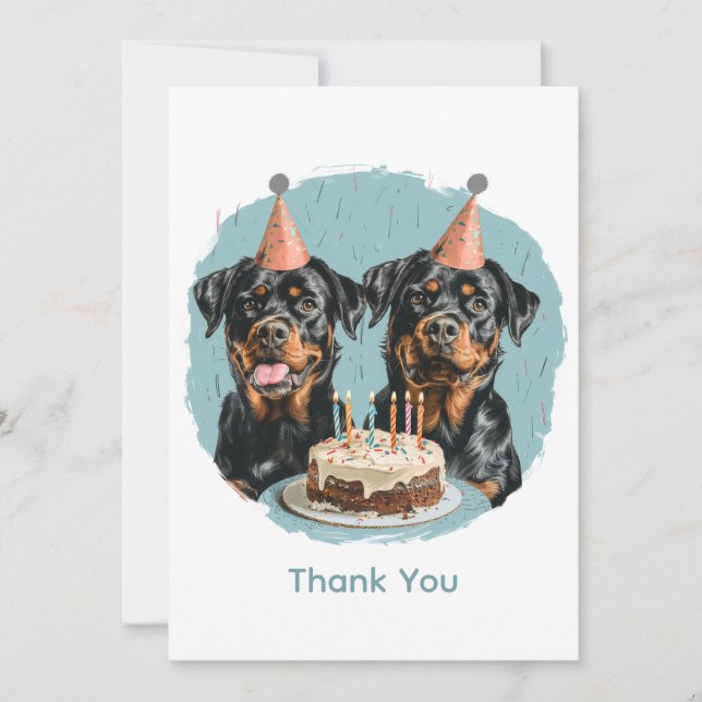 Tarjeta De Agradecimiento Gracias por el cumpleaños Rottweiler Dogs (Anverso)