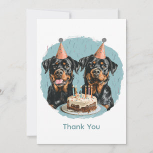 Tarjeta De Agradecimiento Gracias por el cumpleaños Rottweiler Dogs