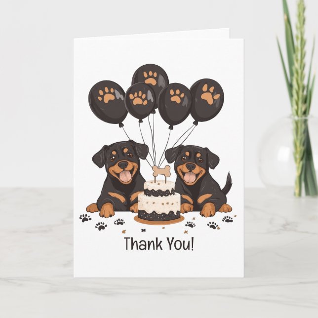 Tarjeta De Agradecimiento Gracias por el cumpleaños Rottweiler Dogs (Anverso)