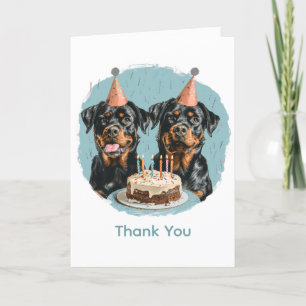 Tarjeta De Agradecimiento Gracias por el cumpleaños Rottweiler Dogs
