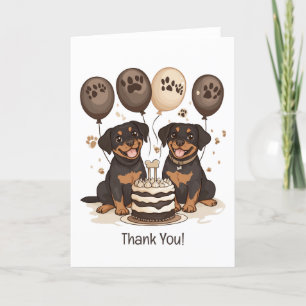 Tarjeta De Agradecimiento Gracias por el cumpleaños Rottweiler Dogs