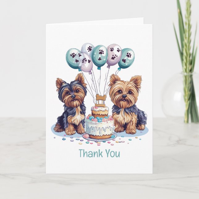 Tarjeta De Agradecimiento Gracias por el cumpleaños Yorkie Dog (Anverso)