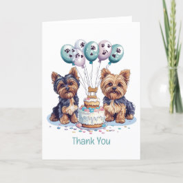 Tarjeta De Agradecimiento Gracias por el cumpleaños Yorkie Dog