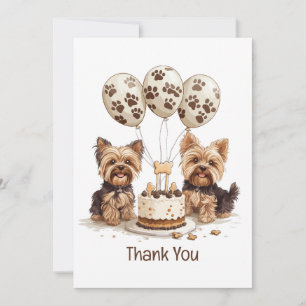 Tarjeta De Agradecimiento Gracias por el cumpleaños Yorkie Dog