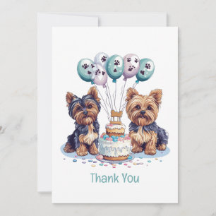 Tarjeta De Agradecimiento Gracias por el cumpleaños Yorkie Dog