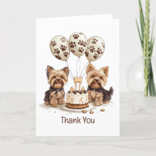 Tarjeta De Agradecimiento Gracias por el cumpleaños Yorkie Dog