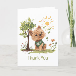 Tarjeta De Agradecimiento Gracias por el Día de la Tierra Yorkie Dog Gardeni