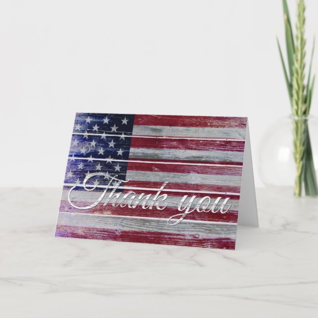 Tarjeta De Agradecimiento Gracias por el Día de los Veteranos, bandera estad (Anverso)
