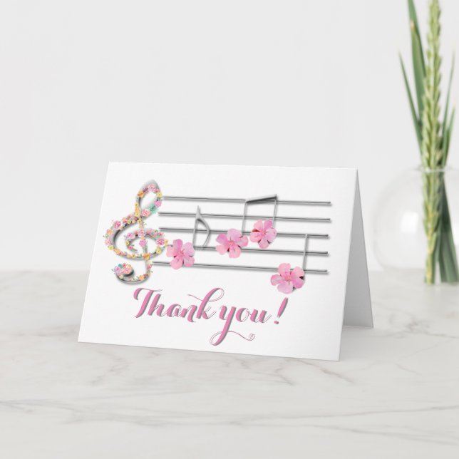 Tarjeta De Agradecimiento Gracias por el diseño floral musical (Anverso)