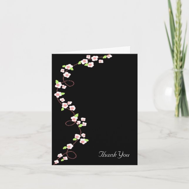 Tarjeta De Agradecimiento Gracias por el florecimiento negro y blanco (Anverso)