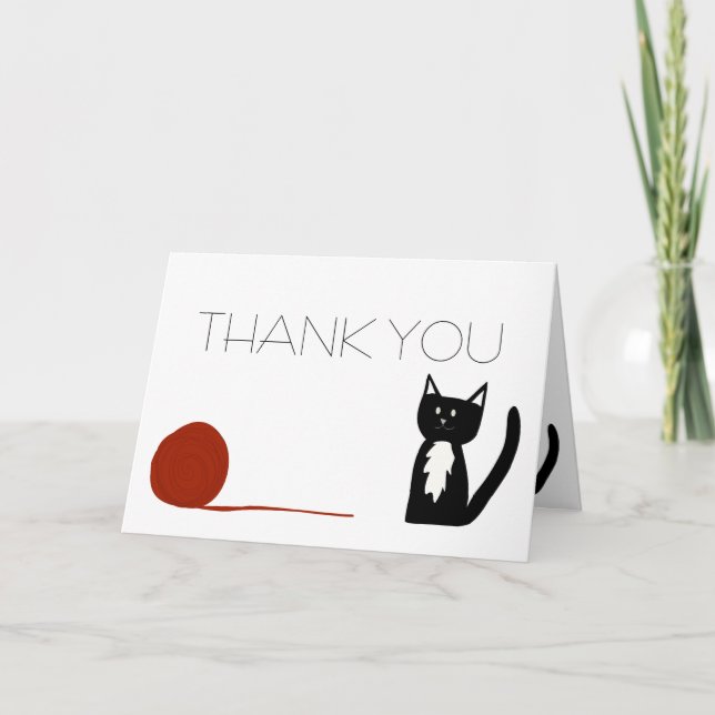 Tarjeta De Agradecimiento Gracias por el gato negro y blanco de Tuxedo (Anverso)