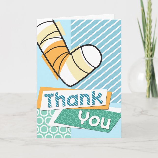 Tarjeta De Agradecimiento Gracias por el Get Well Gift - Leg in Cast (Anverso)