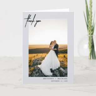 Tarjeta De Agradecimiento Gracias Por El Gris Moderno De Mano