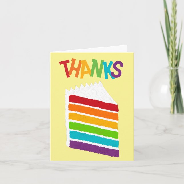 Tarjeta De Agradecimiento Gracias por el pastel de arcoiris (Anverso)