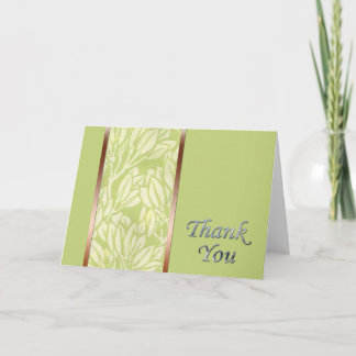 Tarjeta De Agradecimiento Gracias por el patrón floral verde y plateado