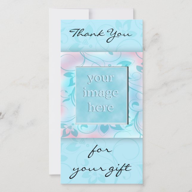 Tarjeta De Agradecimiento Gracias por el regalo - azul (Anverso)