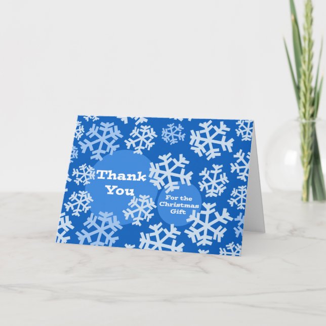 Tarjeta De Agradecimiento Gracias por el regalo de los Navidades, copos de n (Anverso)