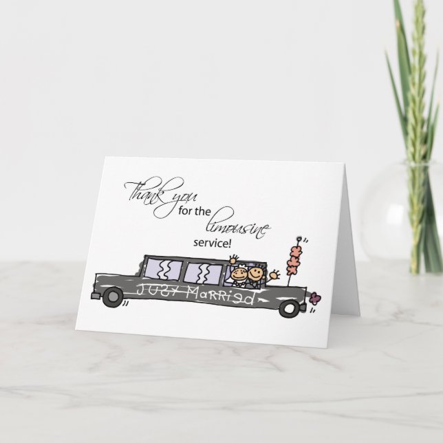 Tarjeta De Agradecimiento Gracias por el servicio de Limousine Boda Figures (Anverso)