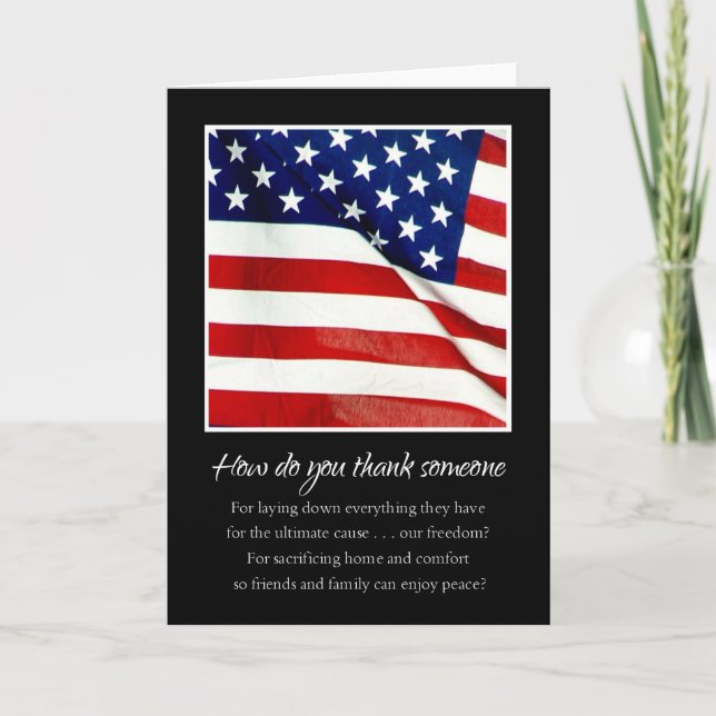 Tarjeta De Agradecimiento Gracias por el servicio militar (Anverso)