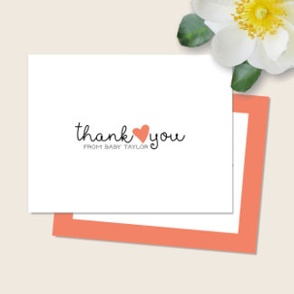 Tarjeta De Agradecimiento Gracias por el tierno baby shower del corazón de c