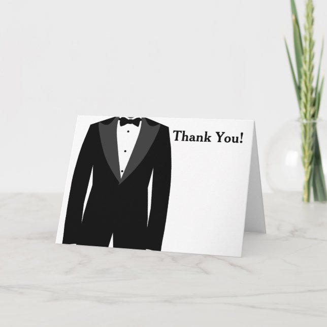 Tarjeta De Agradecimiento Gracias por el Tuxedo Blanco y Negro (Anverso)