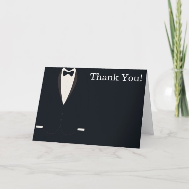 Tarjeta De Agradecimiento Gracias por el Tuxedo Blanco y Negro (Anverso)