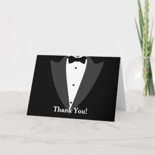 Tarjeta De Agradecimiento Gracias por el Tuxedo Blanco y Negro