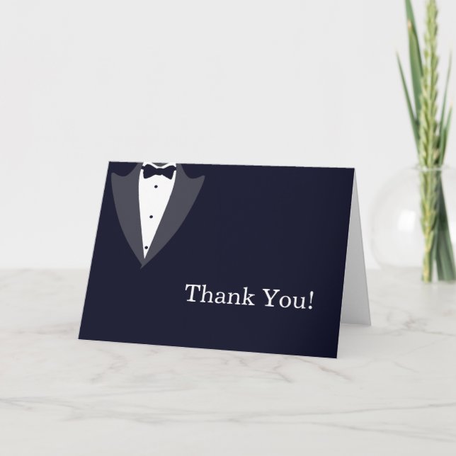 Tarjeta De Agradecimiento Gracias por el Tuxedo Blanco y Negro (Anverso)