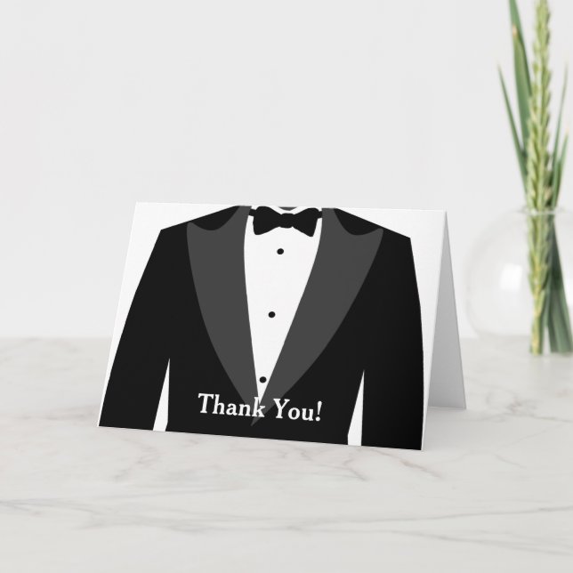 Tarjeta De Agradecimiento Gracias por el Tuxedo Blanco y Negro (Anverso)