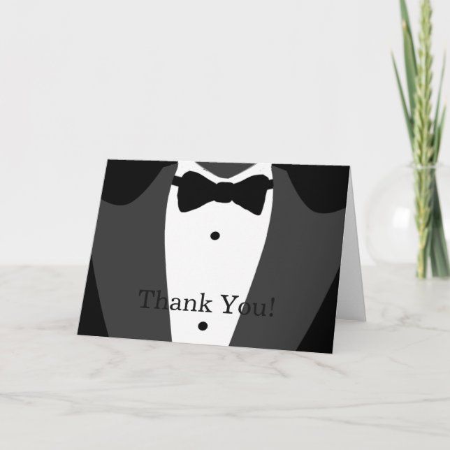 Tarjeta De Agradecimiento Gracias por el Tuxedo Blanco y Negro (Anverso)
