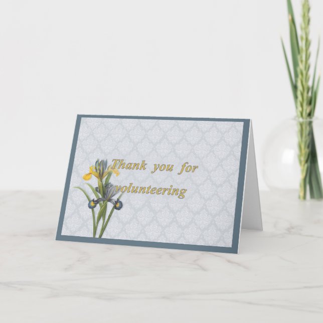 Tarjeta De Agradecimiento Gracias por el voluntariado, Dutch Iris, (Anverso)