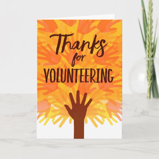 Tarjeta De Agradecimiento Gracias por el voluntariado, manos voluntarias (Anverso)