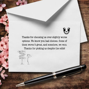 Tarjeta De Agradecimiento Gracias por elegir opciones ligeramente peores