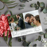 Tarjeta De Agradecimiento Gracias por escribir a mano tres fotos Bodas<br><div class="desc">Boda tarjeta de agradecimiento con espacio para tres fotos,  dos en la portada y una foto más grande en la parte de atrás. Agrega un mensaje de agradecimiento y tus nombres.</div>