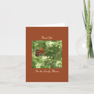 Tarjeta De Agradecimiento Gracias por flores, mariposa Naranja