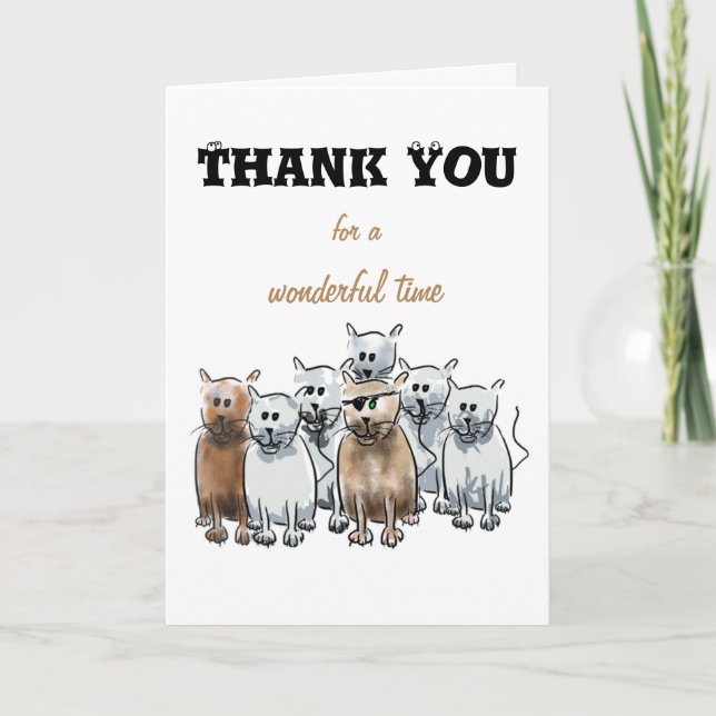 Tarjeta De Agradecimiento Gracias por gatos maravillosos de un dibujo (Anverso)