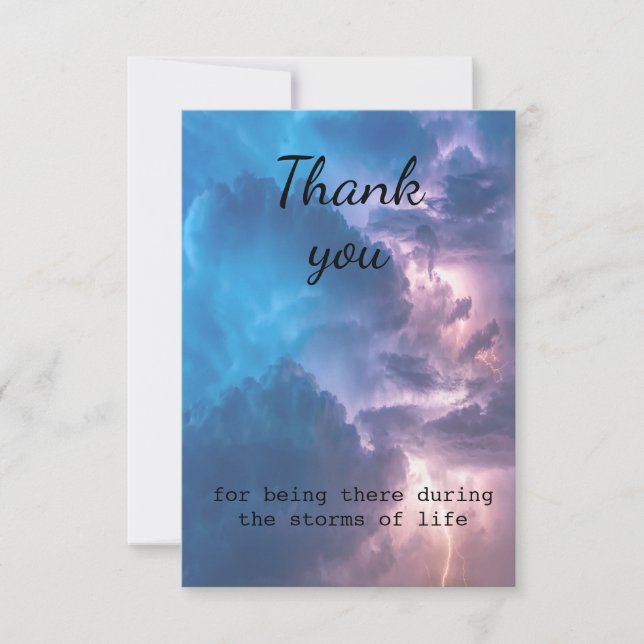 Tarjeta De Agradecimiento Gracias por haber estado ahí tormentas de vida (Anverso)