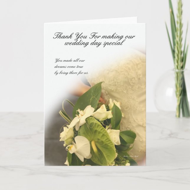 Tarjeta De Agradecimiento Gracias por hacer especial mi día de bodas (Anverso)