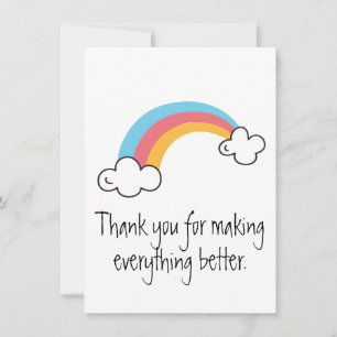 Tarjeta De Agradecimiento Gracias por hacerla mejor carta arcoiris