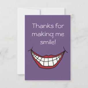Tarjeta De Agradecimiento Gracias por hacerme sonreír! labios rojos sobre fo