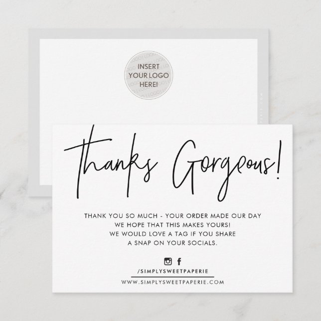 Tarjeta De Agradecimiento GRACIAS POR INSERTAR el moderno negocio casual de  (Anverso / Reverso)