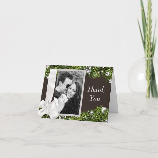 Tarjeta De Agradecimiento Gracias por la Boda de Navidad (Anverso)