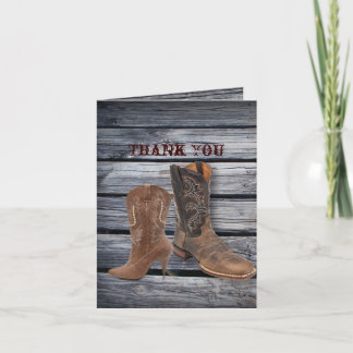 Tarjeta De Agradecimiento Gracias por la boda de vaquero de madera rústica d