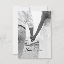 Tarjeta De Agradecimiento Gracias por la boda playera en blanco y negro