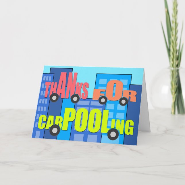 Tarjeta De Agradecimiento Gracias por la carpooling - Palabras sobre ruedas (Anverso)
