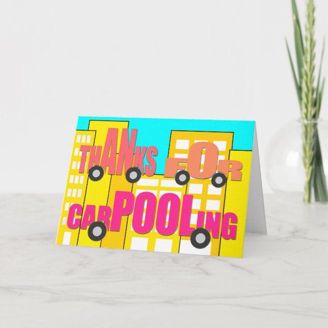 Tarjeta De Agradecimiento Gracias por la carpooling - Palabras sobre ruedas (Anverso)