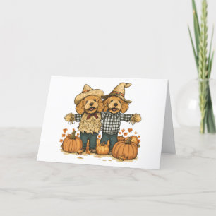 Tarjeta De Agradecimiento Gracias por la cosecha otoñal de perros goldendood