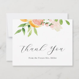 Tarjeta De Agradecimiento Gracias Por La Ducha Bridal De Citrus Rosa